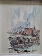 Aquarel Regensburg, Ophalen of Verzenden