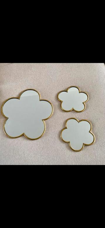 Spiegel Set Flowers - Gouden Rand - 3 Stuks beschikbaar voor biedingen