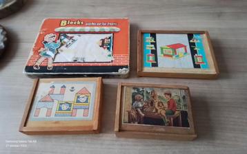 Vintage/antiek Houten Blokken 1 met Tekening beschikbaar voor biedingen