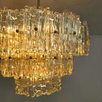 XL ijsglas Kalmar kroonluchter 60's mid century chrome, Ophalen of Verzenden, Gebruikt, Glas