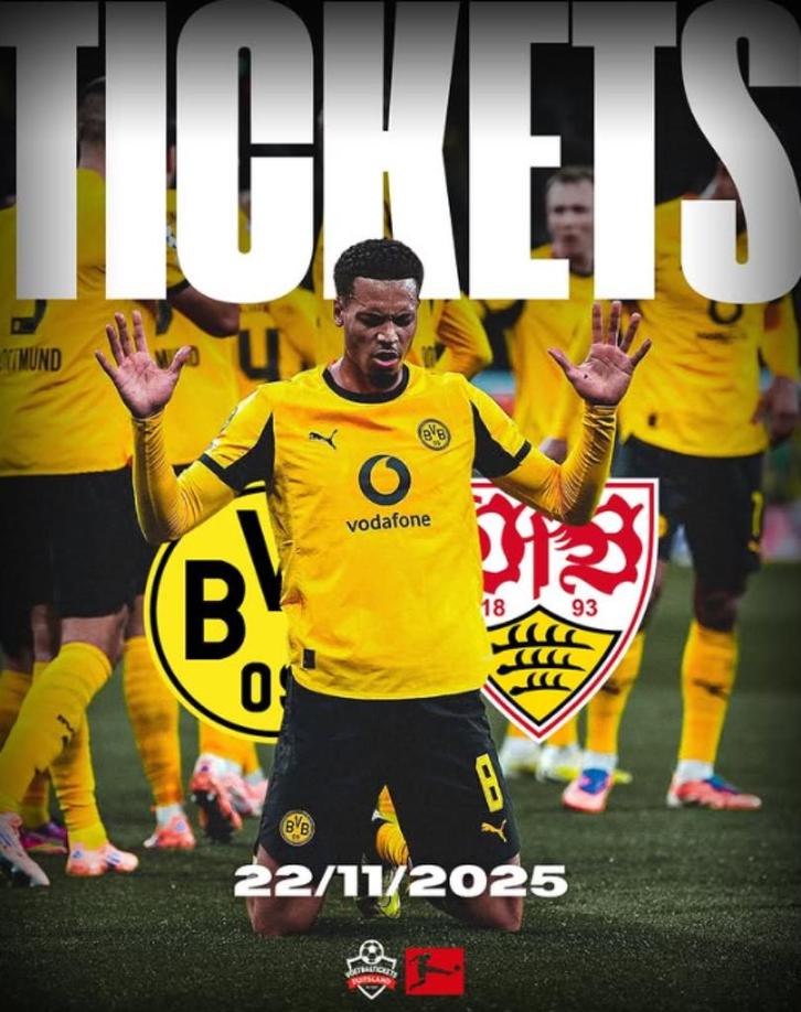 BVB - VfB Stuttgart Tickets, Tickets en Kaartjes, Sport | Voetbal, Twee personen, November, Losse kaart, Buitenland