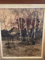 J F Obbes, ets Apeldoorn. Gesigneerd potl en ets, Antiek en Kunst, Ophalen of Verzenden