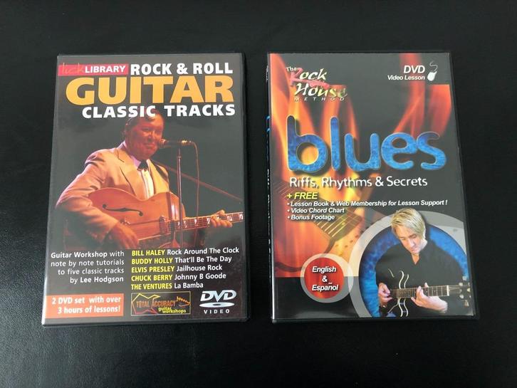 Elektrische gitaar lessen op dvd Rock&Roll,Blues, Funk etc, Cd's en Dvd's, Dvd's | Documentaire en Educatief, Zo goed als nieuw
