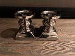 Verzilverde kandelaar voor stompkaars en dinerkaars, Overige materialen, Overige kleuren, Ophalen of Verzenden, Zo goed als nieuw