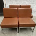 vintage bank / zitelementen / modules - cognac, chroom, Huis en Inrichting, Banken | Bankstellen, Ophalen, Gebruikt, Minder dan 75 cm