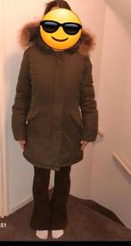 Groene winterjas met bontkraag - Maat S, Kleding | Dames, Ophalen of Verzenden
