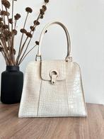 JAGO handtas - crème - grijs - krokodillenprint, Ophalen of Verzenden, Gebruikt, Beige, Handtas
