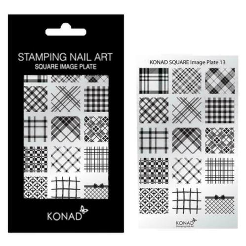 KONAD Square Image Plate 13 met 15 stamping nail art., Sieraden, Tassen en Uiterlijk, Uiterlijk | Cosmetica en Make-up, Ophalen of Verzenden