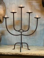 Kandelaar ijzer 5 arm stoer sober landelijk wonen, Ophalen, Nieuw, Nvt, Metaal