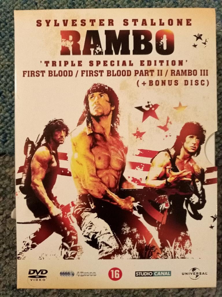 Rambo Triple SpecialEdition Box Sylvester Stallone Trilogie, Cd's en Dvd's, Dvd's | Actie, Zo goed als nieuw, Actiethriller, Boxset