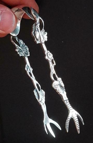 Antiek zilveren - Silver Sugar Tongs Claws Tal keurmerk beschikbaar voor biedingen