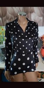 Leuke zwart met witte stippen blouse van H&M maat M 38 40, Maat 38/40 (M), H&M, Zwart, Ophalen of Verzenden