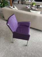 Paarse Eetkamerstoel met Armleuningen, Huis en Inrichting, Stoelen, Ophalen, Overige kleuren, Leer, Eén