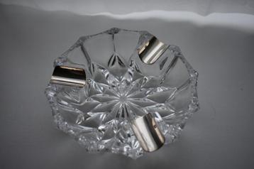 2 x asbak kristal en glas met zilver gekeurd design vintage beschikbaar voor biedingen