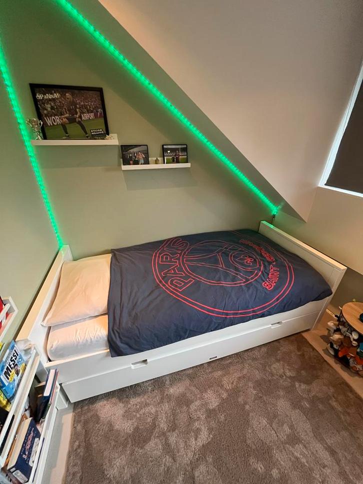Bopita 1-persoonsbed met lade en beschermplanken, Huis en Inrichting, Slaapkamer | Bedden, Gebruikt, Eenpersoons, 90 cm, 200 cm