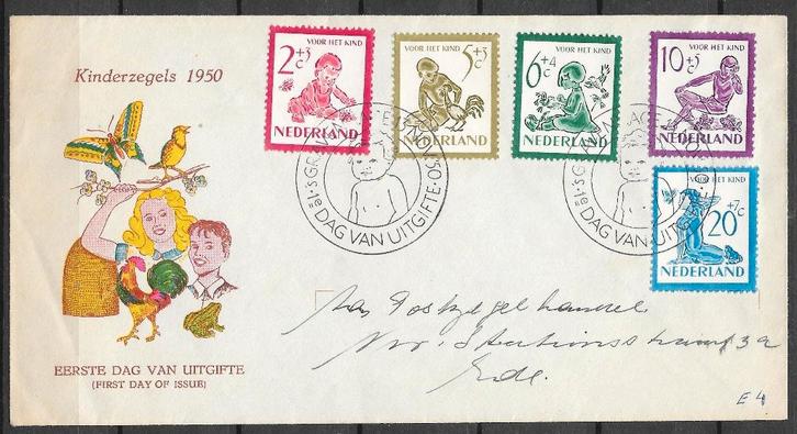 NL FDC Kinderzegels 1950 NVPH E4 nette kwaliteit zie scans, Postzegels en Munten, Postzegels | Nederland, Gestempeld, Na 1940