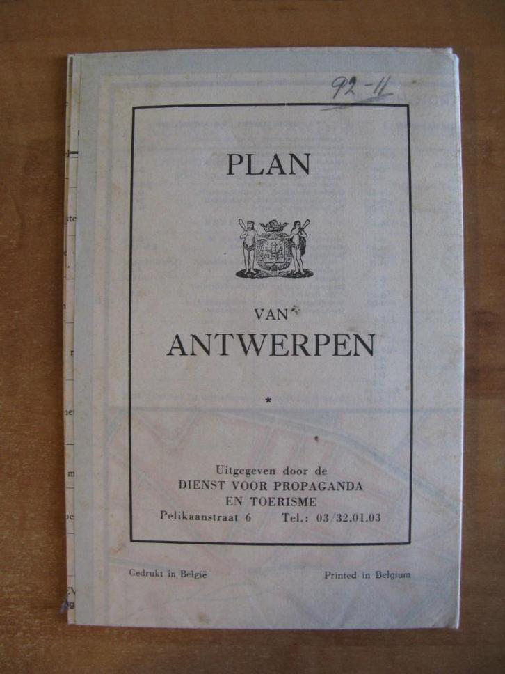 kleurenplattegrond, Plan van Antwerpen, ca. 1955, Boeken, Atlassen en Landkaarten, Gelezen, Landkaart, België of Luxemburg, 1800 tot 2000