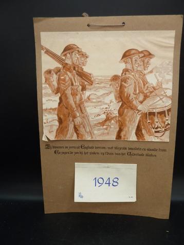 Antieke kalender WWII 1948 curiosa beschikbaar voor biedingen