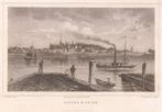 Gezicht op IJsselmonde 1858 staalgravure Terwen, Ophalen of Verzenden