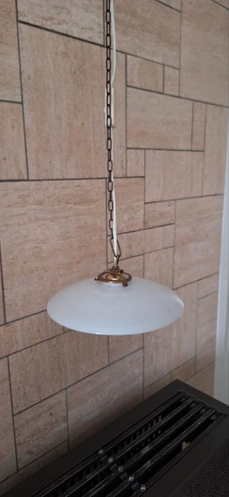 Schattig antiek hanglampje, Huis en Inrichting, Lampen | Hanglampen, Gebruikt, Minder dan 50 cm, Glas, Ophalen of Verzenden