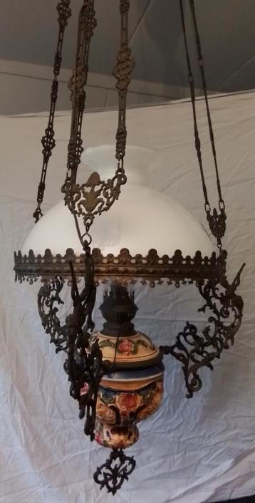 Mooie antieke hanglamp / olielamp (diameter 35 cm) - vintage beschikbaar voor biedingen