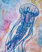 Schilderij (Aboriginal) van een prachtige kwal in de Zee, Ophalen of Verzenden