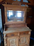 Antiek houten dressoir met spiegel, 150 tot 200 cm, 25 tot 50 cm, Antiek, Ophalen