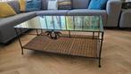 Smeedijzeren salontafel met glazen blad, Huis en Inrichting, Tafels | Salontafels, Ophalen, 100 tot 150 cm, 50 tot 100 cm, Zo goed als nieuw