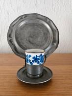 Tinnen bord met kop en schotel, Antiek en Kunst, Antiek | Tin, Ophalen of Verzenden