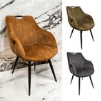 6x MX Sofa Eetkamerstoel Royce: 3x cognac, 3x mosgroen, Overige kleuren, Nieuw, Ophalen of Verzenden, Metaal