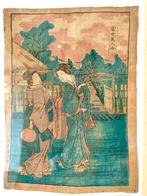 Japans Schilderij op Zijde - Geisha Ruzie!, Ophalen of Verzenden