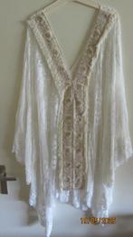 Romantische kanten kaftan / strandjurk in crème One size, Beige, Maat 42/44 (L), Ophalen of Verzenden, Zo goed als nieuw