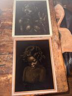 2 aparte vintage schilderijen Aboriginals kunst, Ophalen of Verzenden