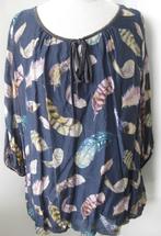 Paprika Blouse / Tuniek blauw kreukstof met veren maat L, Blauw, Maat 42/44 (L), Ophalen of Verzenden, Zo goed als nieuw