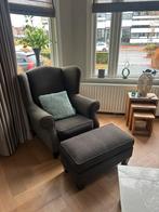 Mooie grote bruine fauteuil met poef - mooi en schoon zgan, Huis en Inrichting, Ophalen, Eenpersoons, 75 tot 100 cm, Zo goed als nieuw