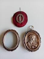 Oude zilveren Religieuse relikwie houder, lakzegel en broche, Ophalen of Verzenden