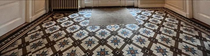 Antieke mozaïek vloertegels uit 1880 - circa 25m2, Doe-het-zelf en Verbouw, Tegels, Gebruikt, Vloertegels, Keramiek, Minder dan 20 cm