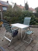 Complete set: tafel, 2 stoelen 2 krukjes. Deels Crespo., Caravans en Kamperen, Kampeermeubelen, Ophalen, Gebruikt, Campingstoel