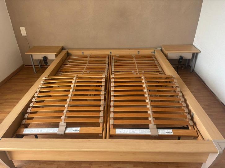 Slaapkamer meubilair: tweepersoonsbed + kledingkast, Huis en Inrichting, Slaapkamer | Complete slaapkamers, Gebruikt, Tweepersoons