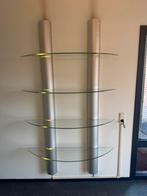 Wandrek met glazen schappen (verlicht), Huis en Inrichting, Woonaccessoires | Wandplanken en Boekenplanken, Ophalen, Gebruikt