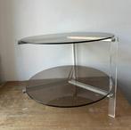 Glazen tafel met metaal, Italy 1970, 50 tot 100 cm, Minder dan 50 cm, Rechthoekig, Minder dan 50 cm