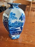 Antiek Engels vaasje blauw-wit, hoogte 18 cm. Gaaf., Antiek en Kunst, Ophalen of Verzenden