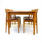 Vintage Deense eetkamerset jaren ‘60, 4 tot 6 stoelen, Vintage retro buisframe design rotan webbing papercord, Ophalen of Verzenden