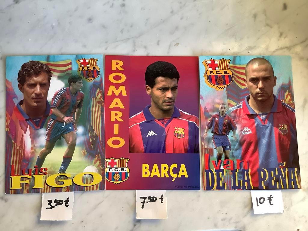FC Barcelona Spelerskaarten - Figo, De la Peña, Ophalen of Verzenden, Gebruikt, Buitenlandse clubs, Spelerskaart