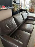 LeoLux 2 en 3 zits lederen banken, Huis en Inrichting, Ophalen, Gebruikt, Rechte bank, 200 tot 250 cm