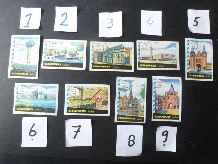 Lucifermerken. Grosco ook in...., Verzamelen, Rookartikelen, Aanstekers en Luciferdoosjes, Gebruikt, Luciferdoosjes of -merken