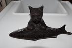 Originele BRONZEN kat en vis | Vintage circa jaren 1930 =47=, Antiek en Kunst, Ophalen of Verzenden, Brons