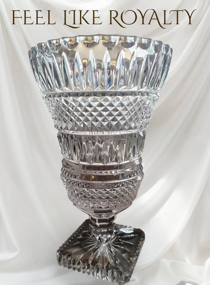 Kristallen Bokaal Vaas - Belgisch Kristal - 28cm, Antiek en Kunst, Antiek | Glas en Kristal, Ophalen of Verzenden