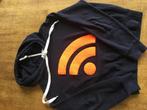Blauwe hoodie, oranje logo. Indee, maat 12, valt ruim, Ophalen of Verzenden, Zo goed als nieuw