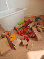 Houten Haba constructie blokken met wieltjes, Kinderen en Baby's, Speelgoed | Bouwstenen, Ophalen of Verzenden, Zo goed als nieuw